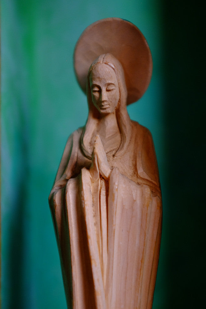 Hand carved wooden Madonna statue